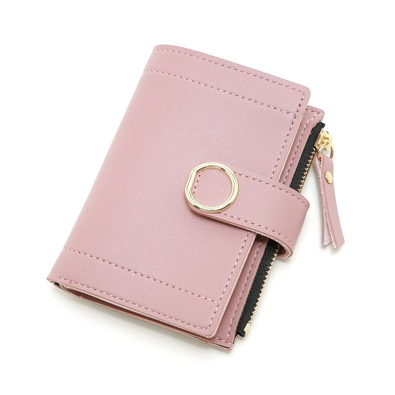 Women Leather Small Wallet Card Holder Solid Color Short Lovely Purse Zip Coin Purses Clutch Handbag Coin Purse: 5