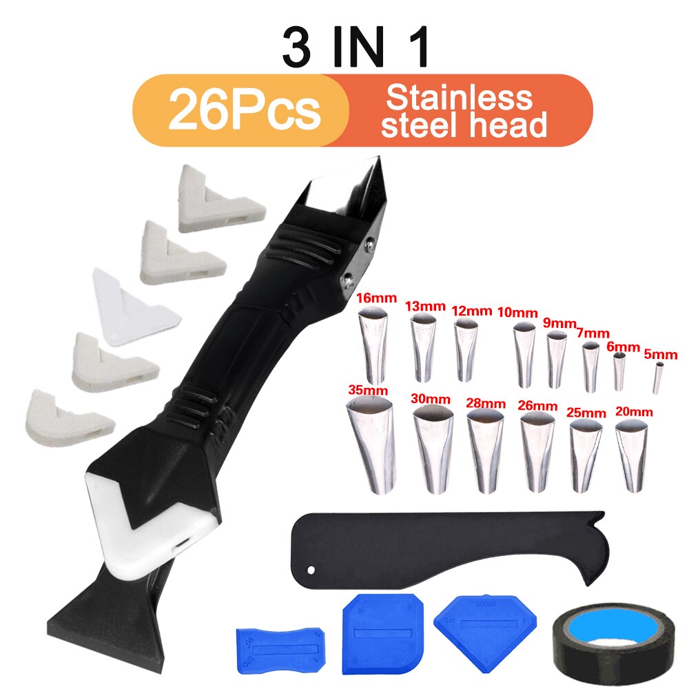 3 IN 1 Silicone Remover Caulk Finisher Peel Sealant Smooth Scraper Glass Glue Angle Scraper Tile Caulk Cleaner Angle Seam Shovel