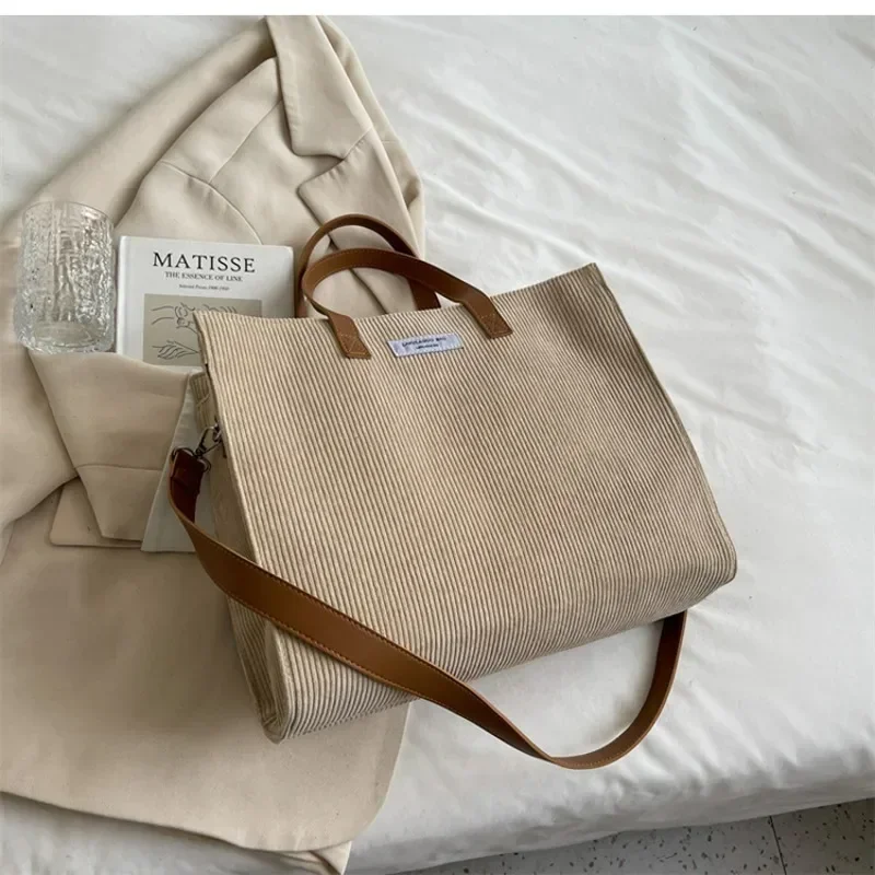 Bolsos de pana para mujer, bandoleras Vintage, bolso cruzado para compras: Caqui