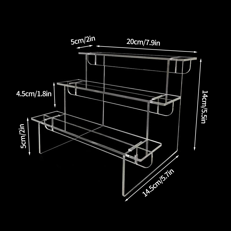 1-3 Tier Acrylic Display Stand Rack Transparent Display Riser Storage Racks Cupcake Dessert Perfume Doll Figures Organizer Shelf