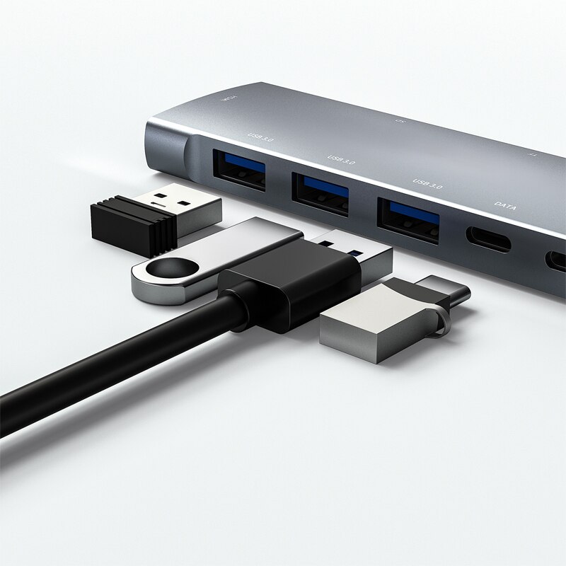 9 portów 9 w 1 typ C Usb C Hub HDMI Jack 3.5 wieloportowy Adapter do tabletu MacBook Pro Huawei Xiaomi Dell Samsung Dell Lenovo