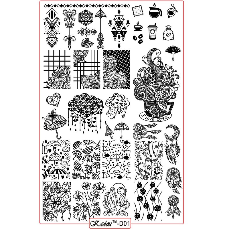 Plaques d'estampillage d'ongle KADOU/zjoies polonais de noël pour les pochoirs de manucure 14.5*9.5 Konad timbre estampillage modèle de manucure