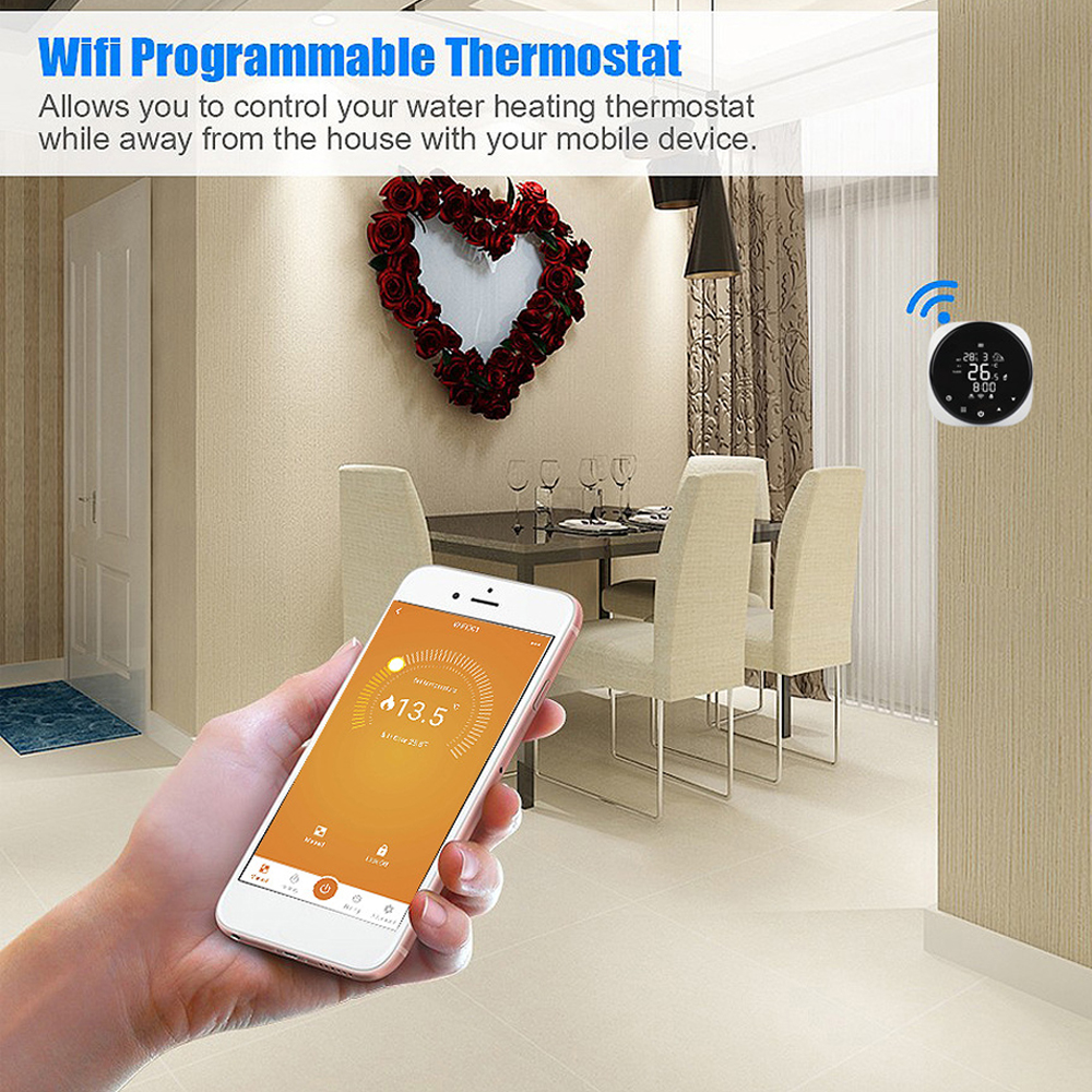 Tuya Wifi Circulaire Water Vloerverwarming Boiler Thermostaat Ronde Programmeerbare Digitale Intelligente Thermostaat