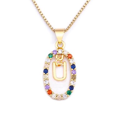 Nouvelle offre spéciale coloré 26 lettres A-Z initiale M S C K Alphabet pendentif longue chaîne collier nom bijoux femmes accessoires: Rose