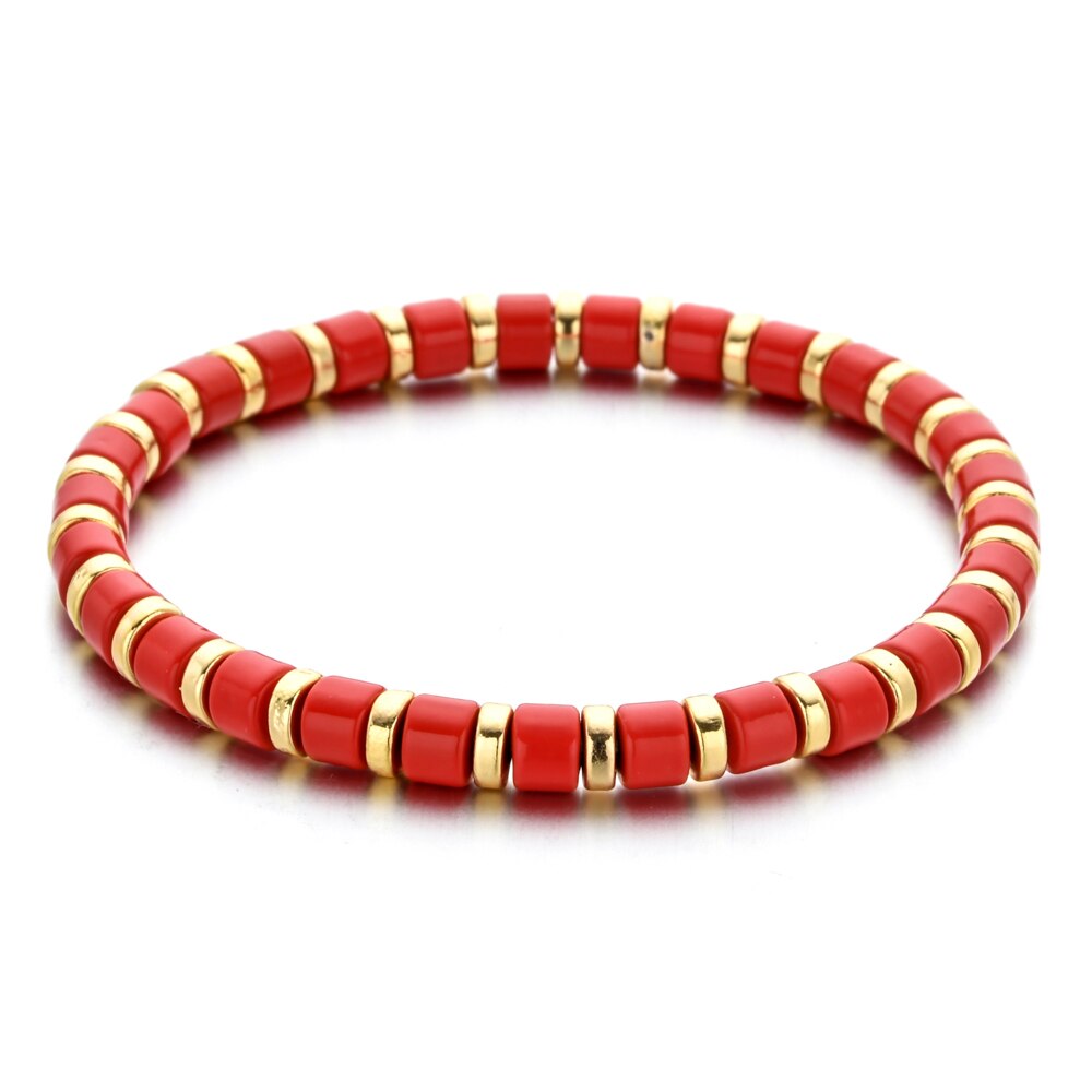 Boho pulseira de esmalte, boho, bonito, de arco-íris, stretch, colorida, nova moda, multicolorido, azulejo, miçangas, surf, praia, joia, presente: A15