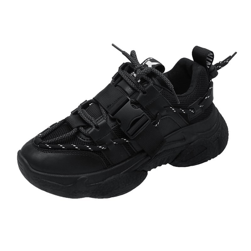 Platå sneakers för kvinnor höst chunky casual skor märke kvinna 5cm höga vulkaniserade skor tenis hona svart