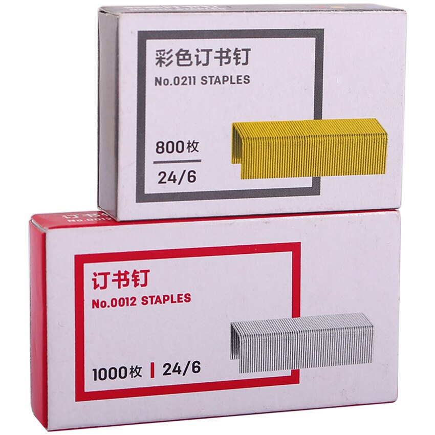 Universal- 24/6 Meißel Punkt Standard Bunte Heftklammern, 3,4 cm Länge, 800/Kasten, papier Buch Bindung Heftklammern Passt Standard Hefter