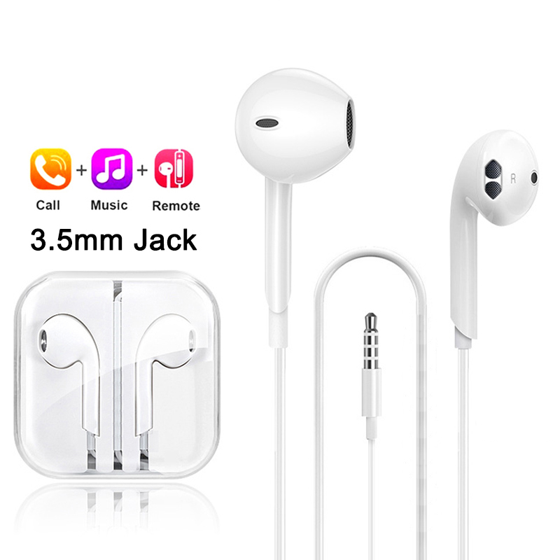 #3.5mm Wired Headphones In Ear Tpye-c Headset Wired Earphones with Microphone Stereo Earbuds Sports In-line Control For Phones: WHITE