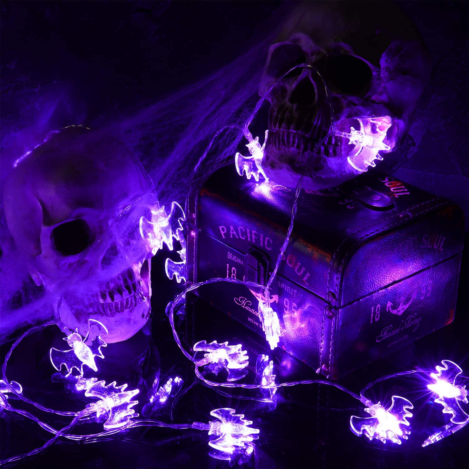 10/20/30leds Halloween Bat Light String Solar/Battery Powered Bats Fairy Lights for Christmas Year Home Party Decor