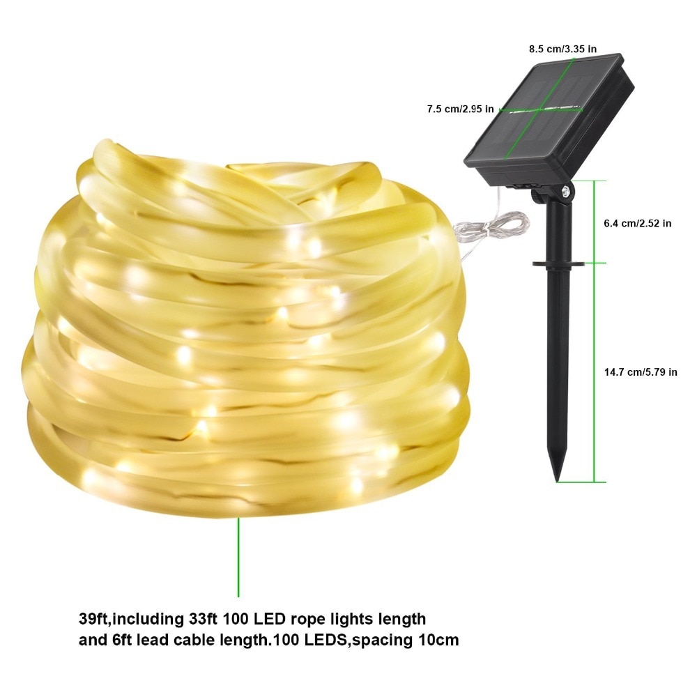 50/100/200 led solar reb rør string lys sol terrasse lys jule lys belysning til hjemmet have plæne fest dekoration