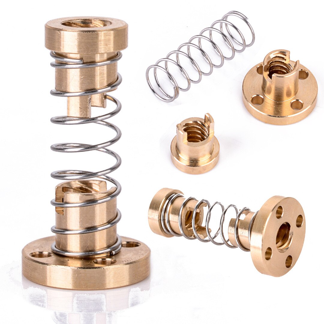 T8 Anti-Backlash Spring Loaded Nut Brass Elimination Gap Nut For 8mm Threaded Rod Lead Screw 3D Printer Parts