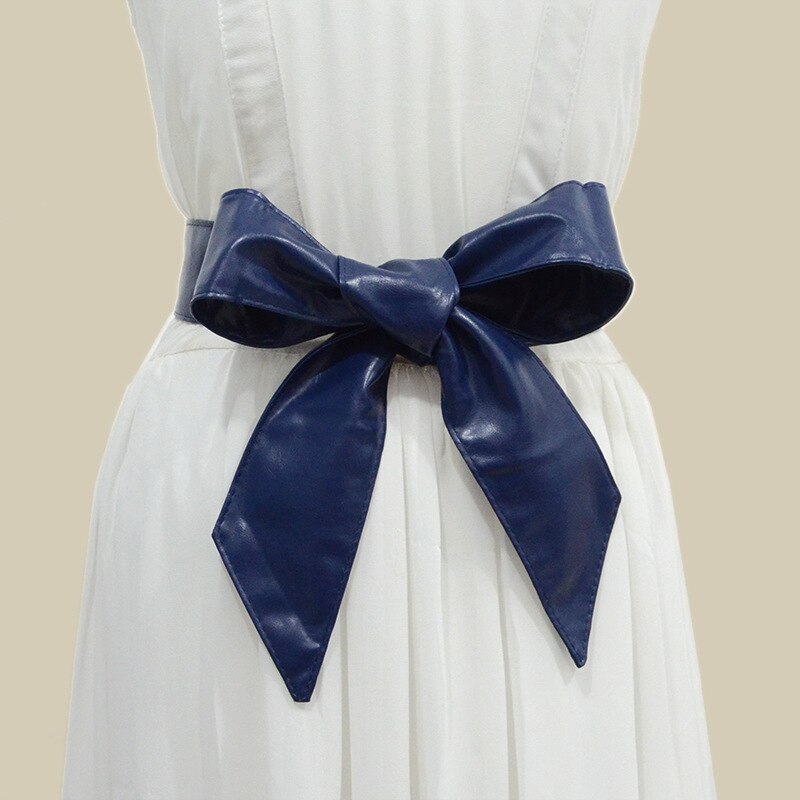 Ceinture en Pu avec nœud papillon pour femmes et hommes, large, Unique, noire, rouge, pour robe, de Jeans, , ,: Sapphire