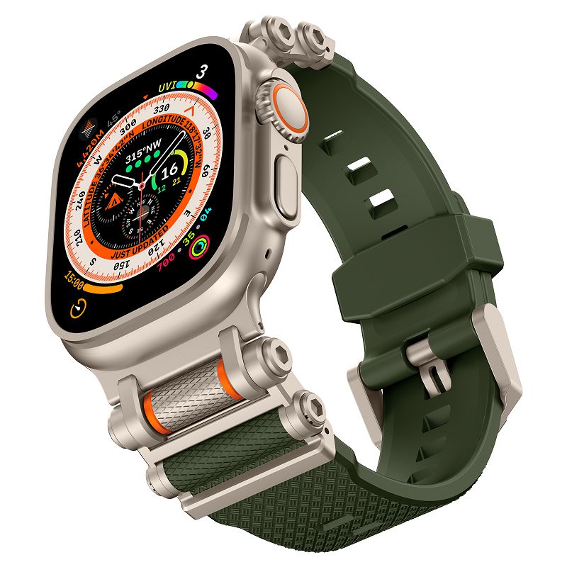 Urrem til apple watch ultra 2 remme 49 46 45 44 42mm holdbart metalstikrem til iwatch  s10 9 8 7 tpu sportarmbånd: Xs / Blåt pulver