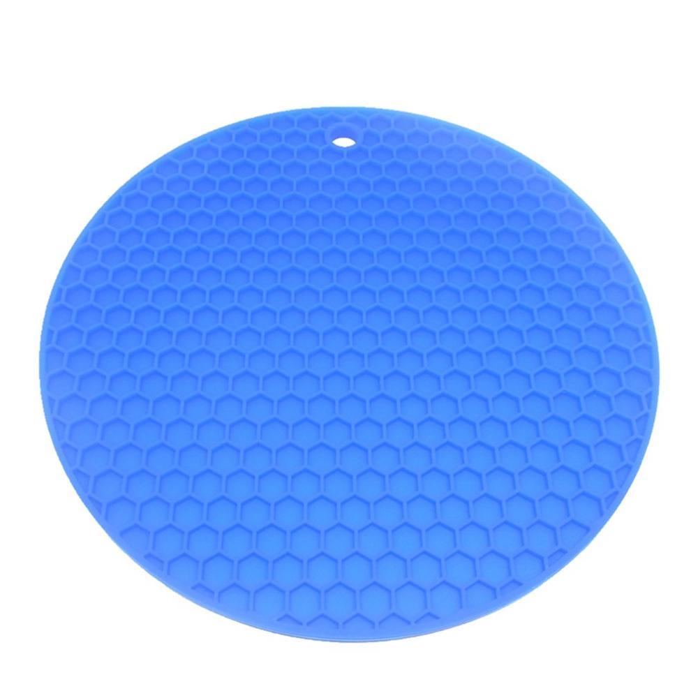 Multi-use Round Silicone Non-slip Heat Resistant Mat Hang Tableware Coaster Cushion Placemat Pot Holder: E