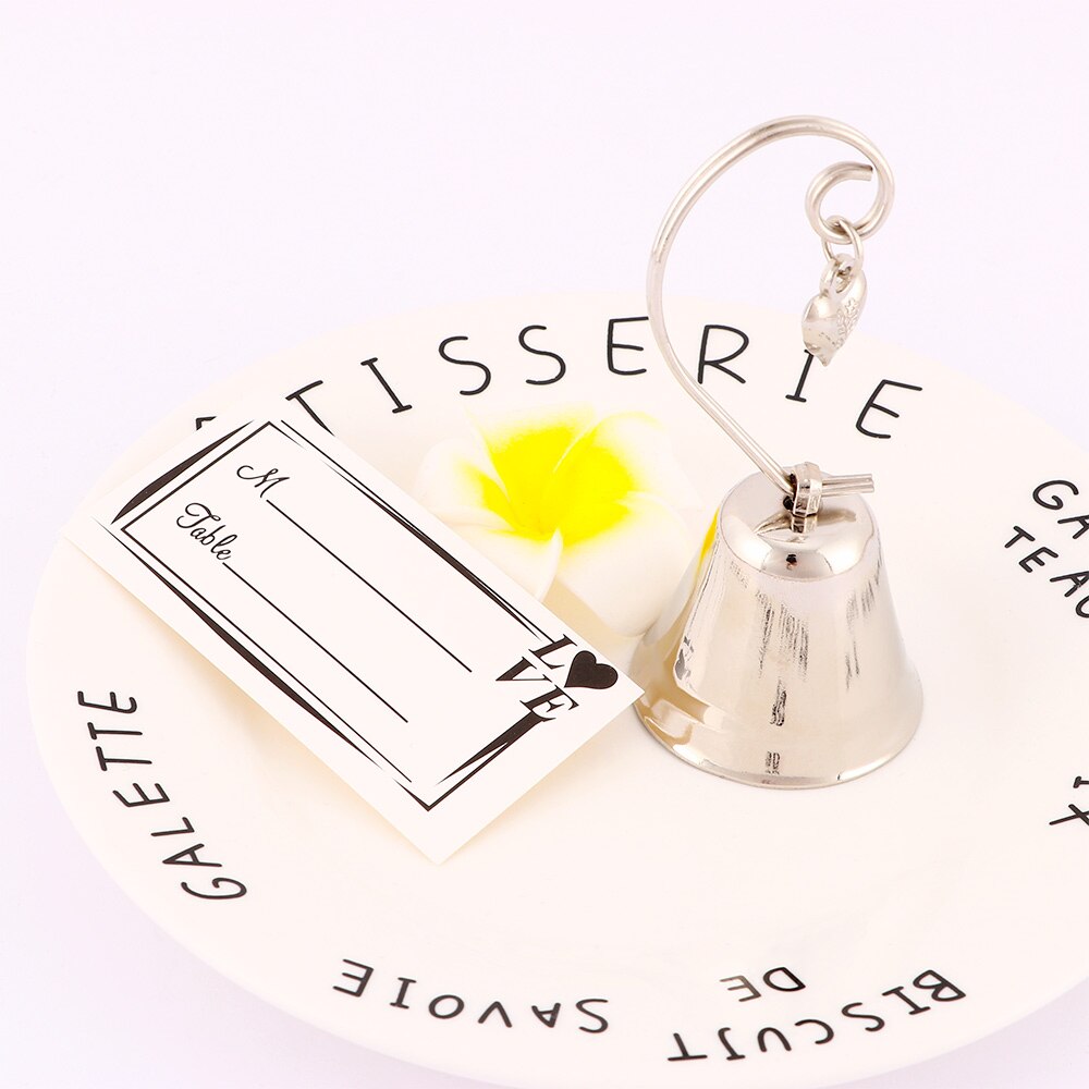 1 pc Charming Chrome Bell Place Card Holder Desk Menu Photo Clip Party Favor Wedding Table Decoration Accessories