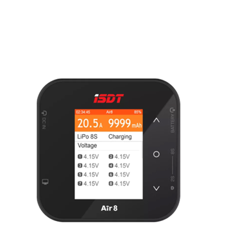 ISDT Air8 Lipo cargador de batería de equilibrio de alta potencia, descargador 20A 500W DC 1-8S li-po li-hv Li-Ion li-fe NiMH ni-cd Pb RC Battery