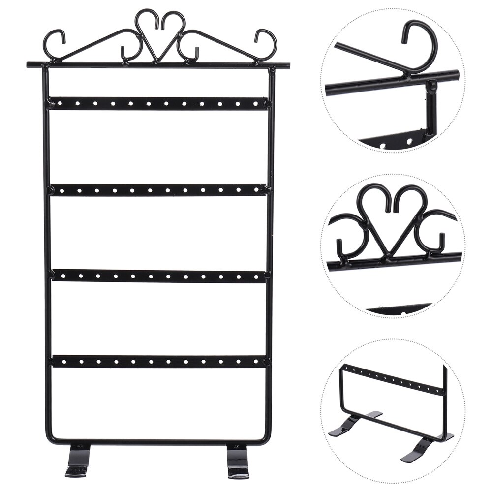 Delicate Earrings Organizer 48 Holes Ear Stud Holder Iron Jewelry Display Stand: Black