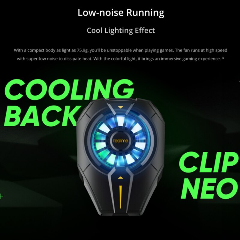 Realme Cooling Terug Clip Neo Vloeibare Snelle Koeling Ventilator Voor Realme Narzo Gt Neo 2T Q3 Pro 8 Pro 8S 8i X7 Pro C25 Gebied 36-38Cm