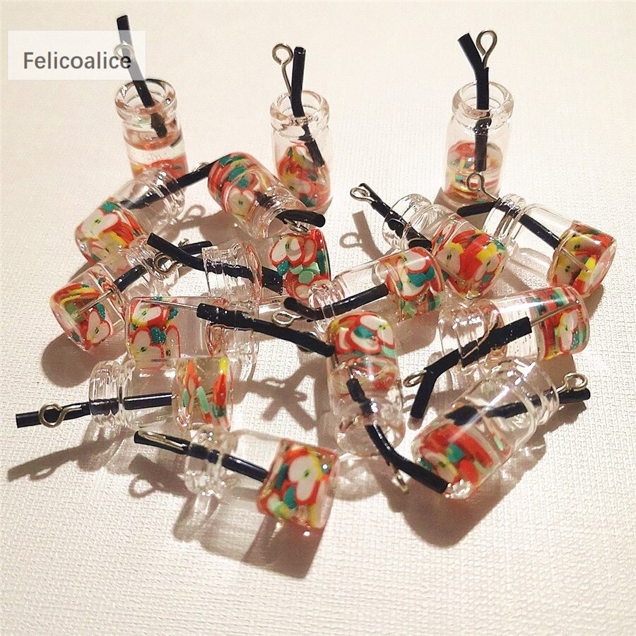8 stks Fruit Oranje Appel Aardbei Citroensap Miniatuur Voedsel Bedels Hangers Voor DIY Sleutelhanger Ketting Oorbel Accessoires: groen