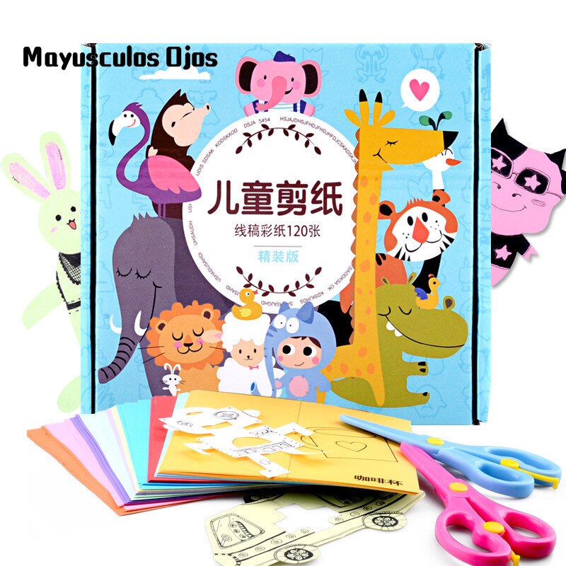 ZH Children's Paper-cut Book 120PCS Sheets Kindergarten Handmade Origami Encyclopedia DIY Kits Materials For Making