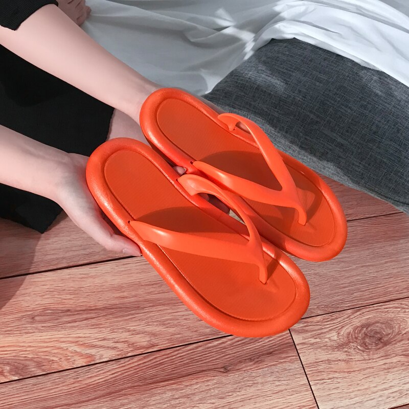 Thick Bottom Women Slippers Female Soft Japanese-style Flip Flops Girl Home Office Indoor Room Shoes Ladies Black