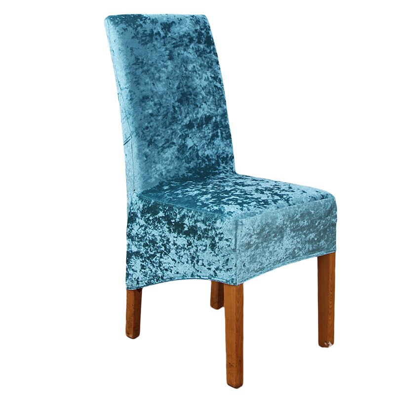Stoelhoezen decoratieve fluwelen pluche stretch eetkamerstoelhoezen voor thuis restaurant elastisch: Blauw
