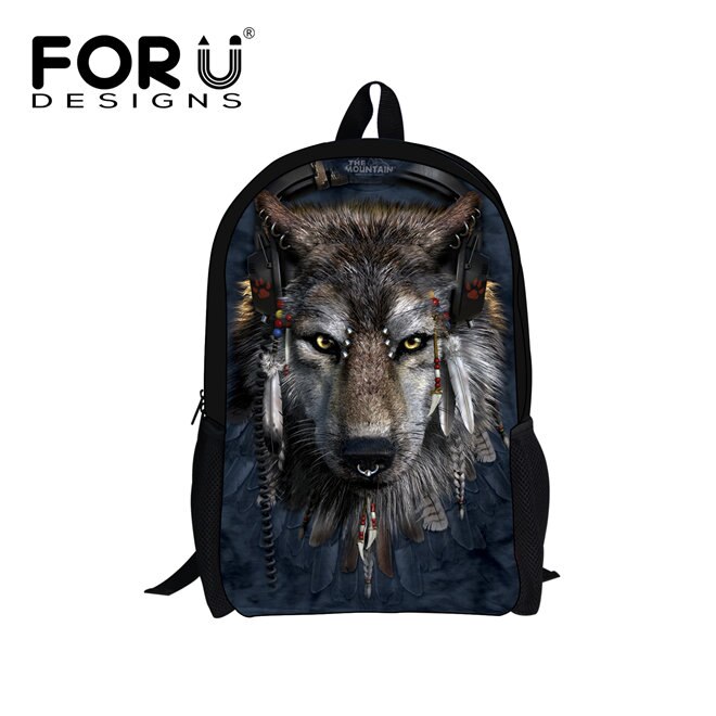 FORUDESIGNS Primaire Schooltassen Cool Wolf Haai Rugzak voor Studenten Schooltas Jongens Meisjes Rugzakken Boek Bag Kids Beste Cadeau: w1491