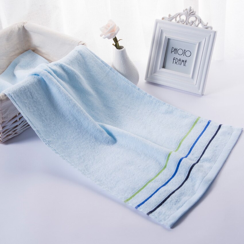 100%  katoenen gestreepte handdoeken met effen oppervlak, snel drogende handdoeken voor volwassenen versus roze haartulbandhanddoek: Hemelsblauw