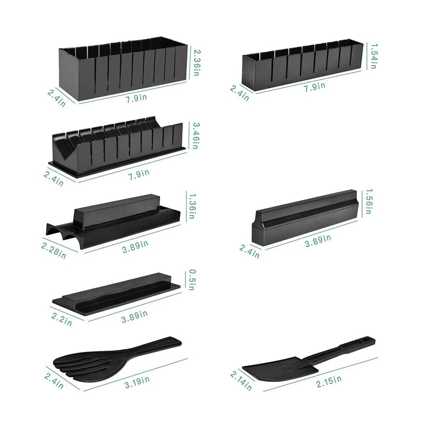 10pcs Plastic Sushi Making Kit DIY Household Kitchen Sushi Maker Tools Complete with Sushi Rice Roll Mold Shapes Fork Spatula