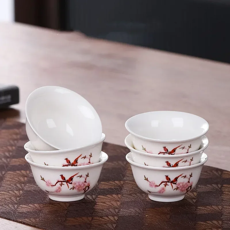 Juego de 6 unidades de taza de té con pintura de paisaje pintada a mano, taza maestra de Boutique hecha a mano, suministros de artículos de té chinos, accesorios para la ceremonia del té: Verde claro
