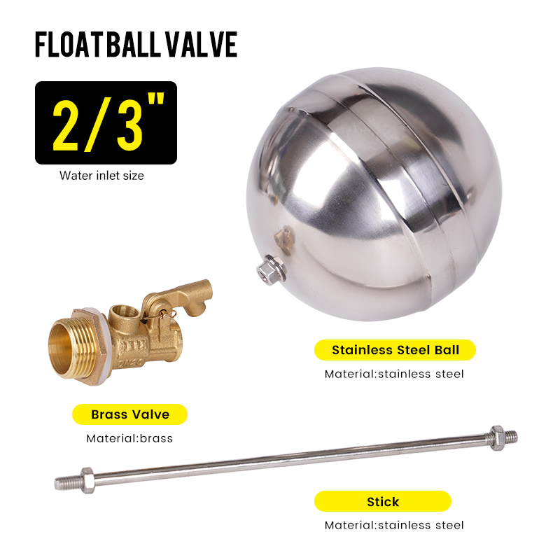 Válvula de flotador de latón de 1/2 ", 3/4", 1 ", válvula de bola flotante para tanque de agua fría y , cisterna de Control de flujo de vástago SS201/tanques de expansión: Negro