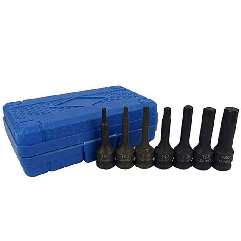 7 Pcs Impact Socket Bits 3/8 Inch Driver Metrische Star Torx Hex Spline Ratchet Schroevendraaier Bit Socket Set Gereedschap