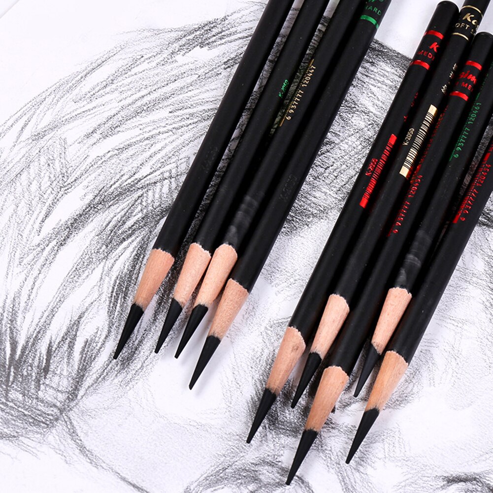 12Pcs Drawing pencil Sketch Write Drawing Soft Medium Hard Carbon Charcoal Pencil Art Supplies