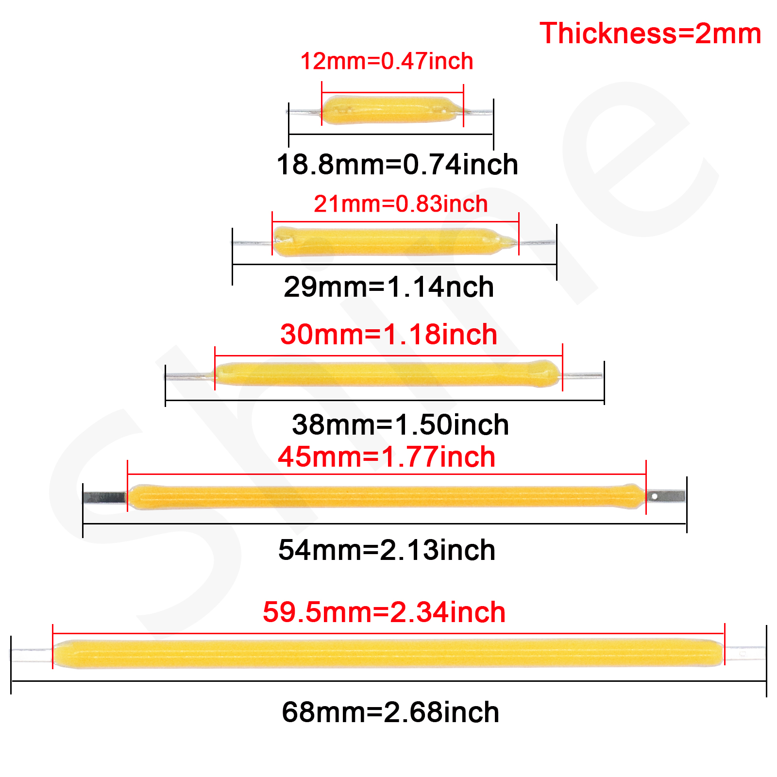 Ampoule Edison à Filament LED COB, pièces de lampe 18.8mm 29mm 38mm 54mm 68mm DC 3V 12V 57V 80V, Diodes de lumière à incandescence, accessoires, 10 pièces