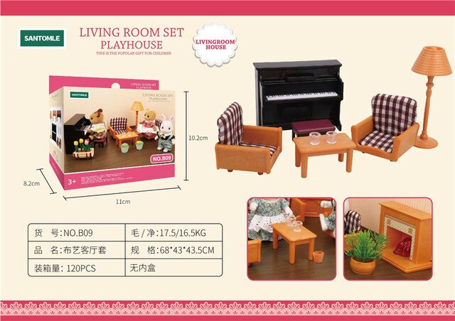 Forest animal villa mini set DIY toy simulation furniture toy girl play house toy family model children surrounding garden: B09