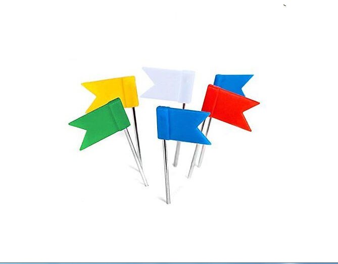 100Pcs Kleurrijke Vlag Push Pin Voor Bulletin Kurk Boord Muur Kaart Kopspijkers Diverse Kleuren