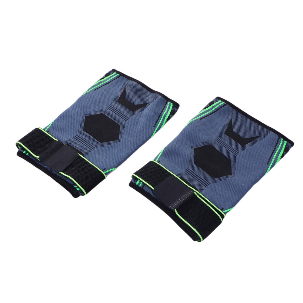 1 Paar Nylon Sport Beschermende Kleding Ondersteuning Druk Knie Pads Ademend Knie Protector Sleeve Voor Basketbal Klimmen (Blauw Si: Green / L
