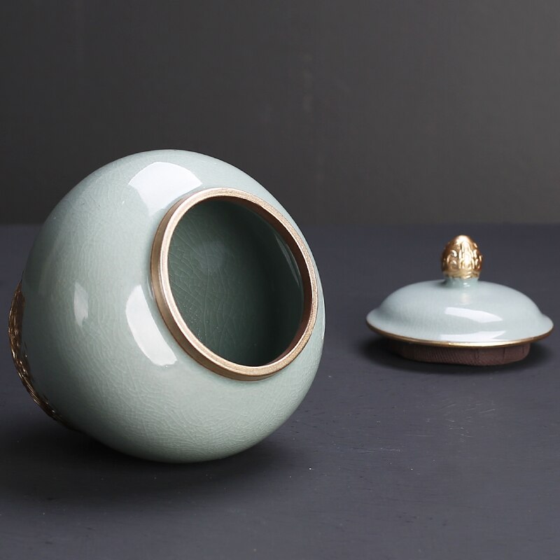 Chinese-style Ceramic Large Tea Cans Sealed Cans Enamel Retro Generals Cans Dried Fruit Snack Storage Cans Home Decoration