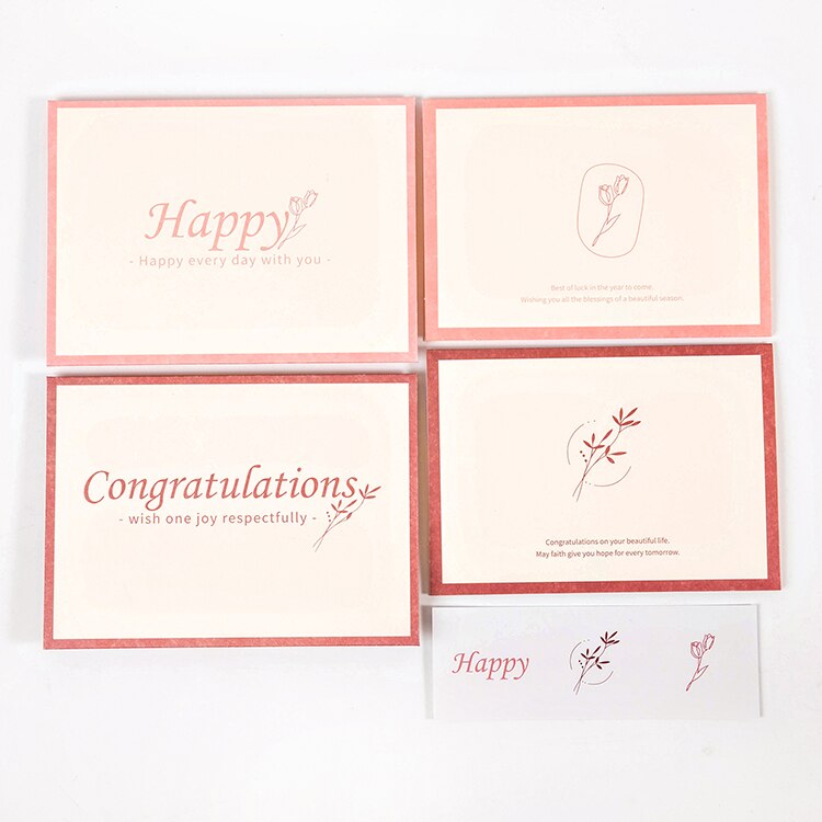 Greeting Card Envelope Set Warm Wishes Series Fresh Art Birthday Blessing Card Stationery School Office Supplies: C