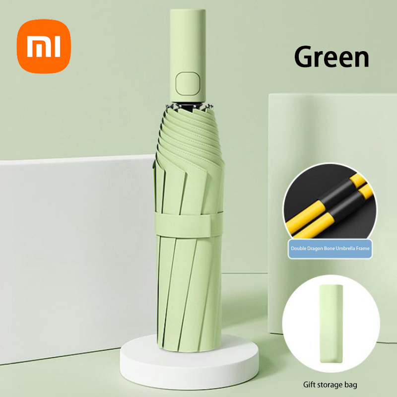 Xiaomi Automatischer Regenschirm, 24-Knochen, einfarbig, leicht, zusammenklappbar, großformatig, für den Außenbereich, wasserdichter Sonnenschirm, UV-Schutz: Grau