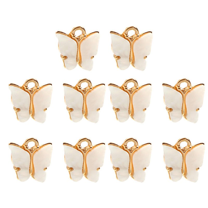 JJFOUCS 10Pcs/set Color Mixing Butterfly Cute Acrylic DIY Animal Pendant Handmade Jewelry For Necklace Bracelet Anklet Earring: 000108W