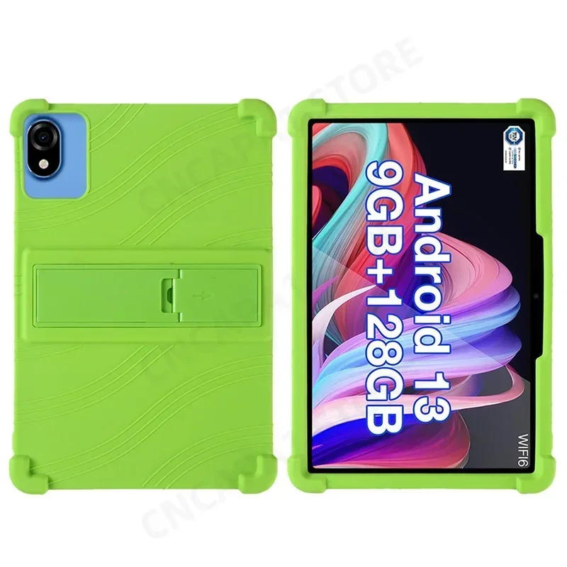 For Teclast P30 T P30T Case 10.1 inch Tablet PC Soft Silicone Shockproof Cover with Rear Kickstand Soft: 12.4 / Lawngreen