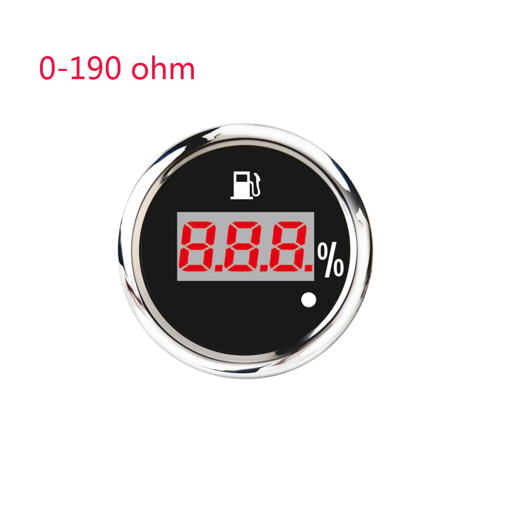 Fuel Level Gauge 52MM Gauge Waterproof IP67 Marine Fuel Level Meter 0~190 ohm 240-33 Ohm Fuel Level Indicator Tank Digital: 0-190ohm BS