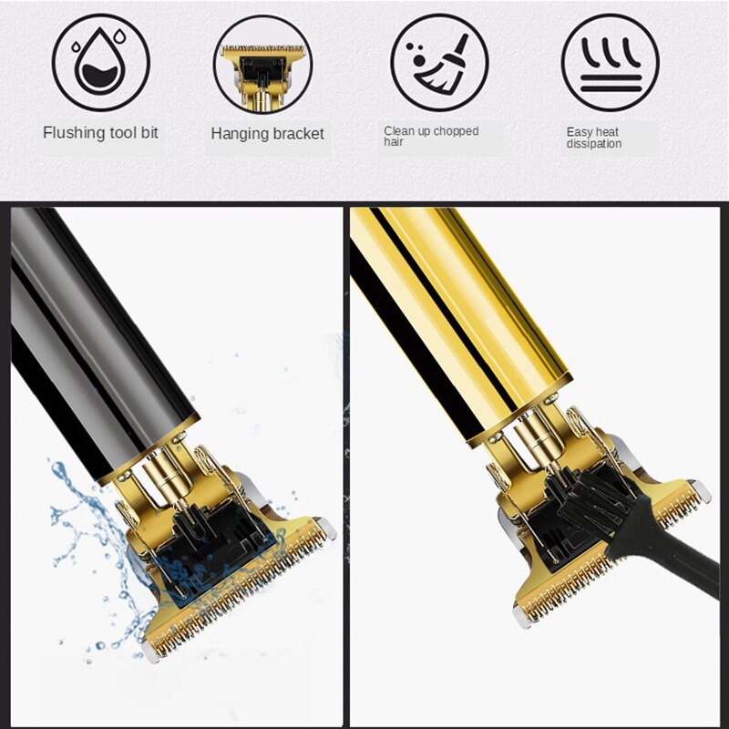 Spinki robić włosów męskie elektryczne trymer robić brody profesjonalne ścinanie włosów maszyna cyfrowy wyświetlacz akumulator bezprzewodowy