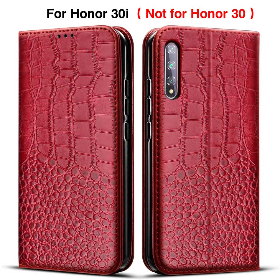 Honor 30i Case Flip Leren Boek Stijl Telefoon Gevallen Voor Honor 30i LRA-LX1 Honor30i Case Soft Tpu Bumper Op Honor 30 Ik Cover: Red