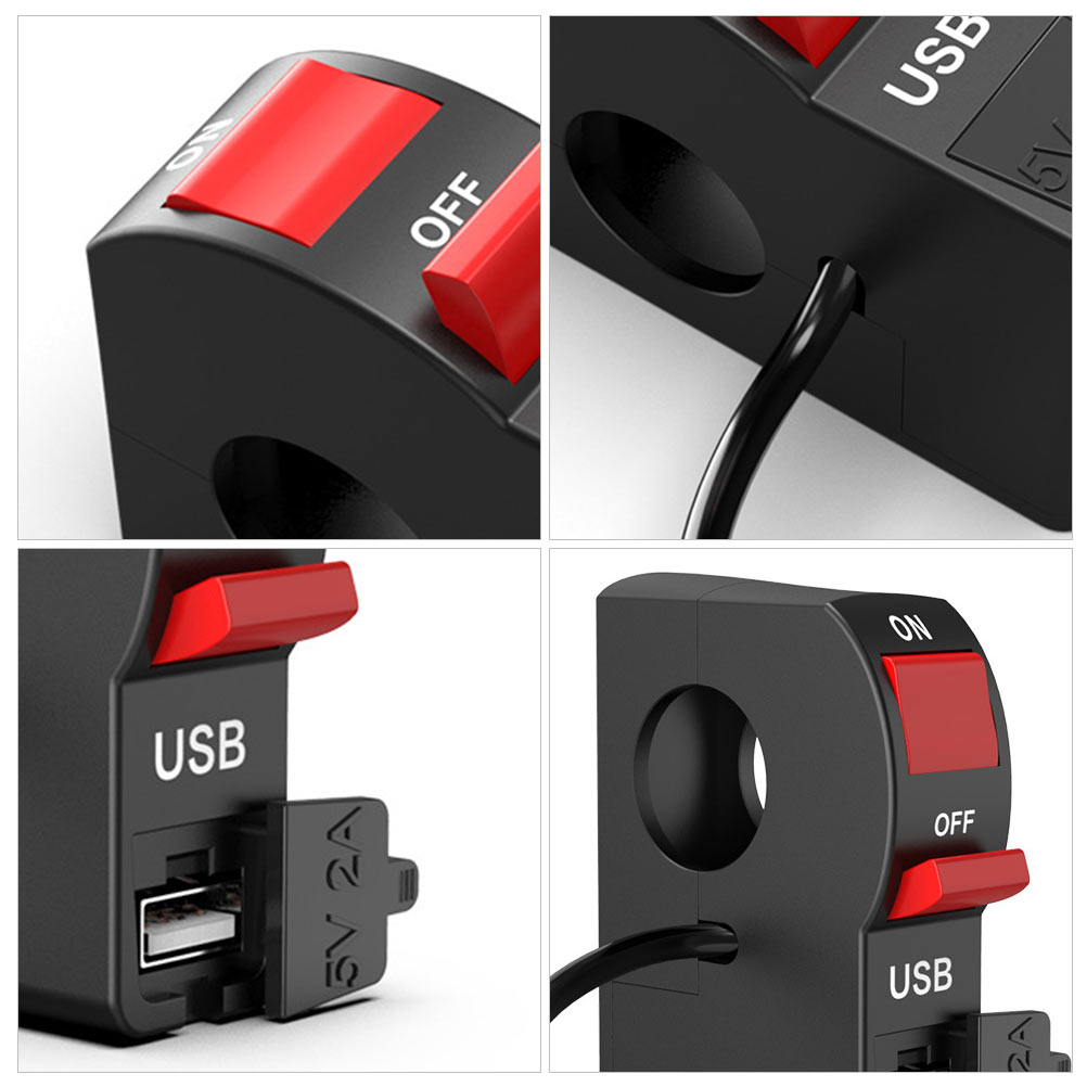 12V moto phare commutateur USB chargeur de voiture guidon contrôle connecteur