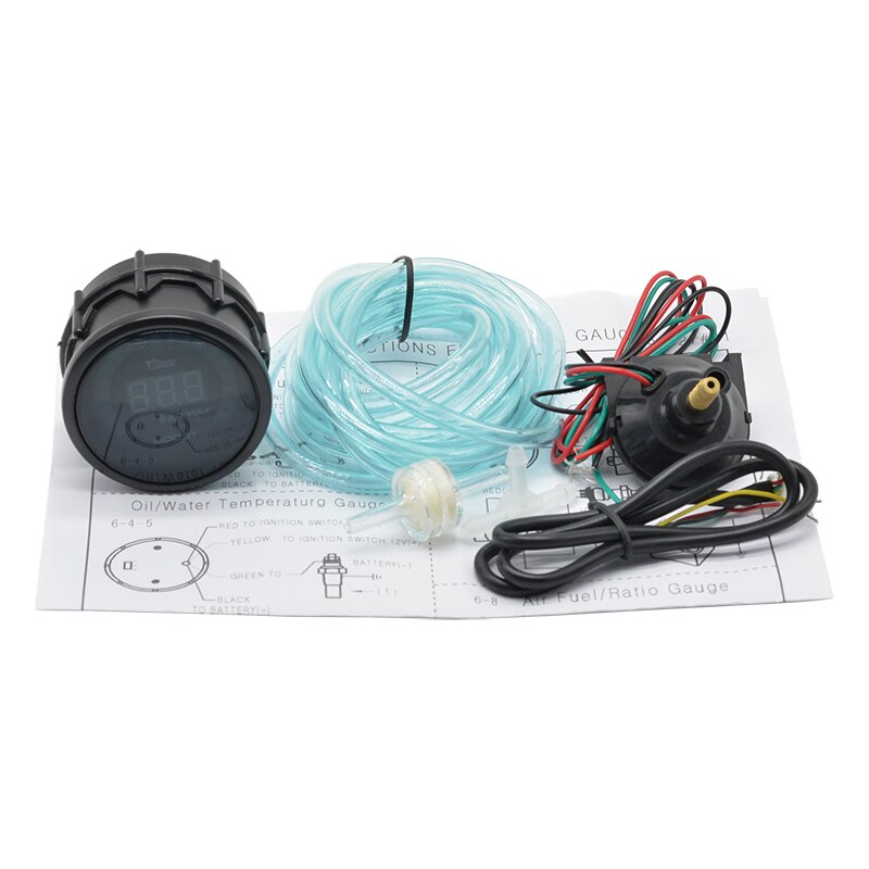 Dragon 52mm Black Shell Auto Car Turbine Turbo Digital Boost Gauge -1~ 3.0 Bar And Voltage Meter