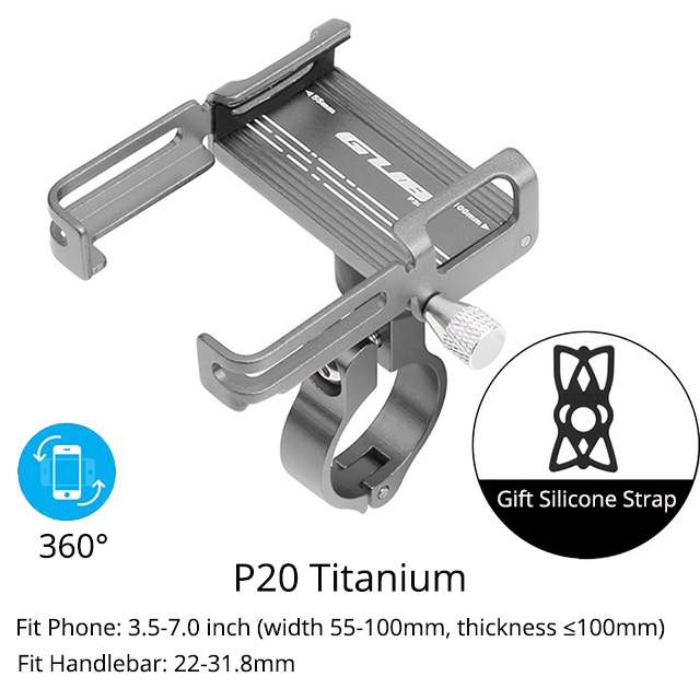 Gub Fiets Telefoon Houder Aluminium Ondersteuning Voor Bike Motorcycle 3.5-7.0 Inch Mobiele Telefoons Stand Mtb Stuur Mount: P20 Titanium