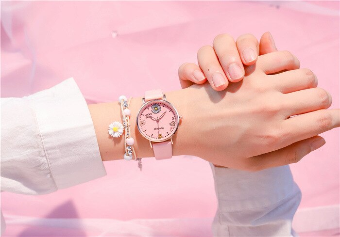 Mooie kinderhorloges eenvoudige jongens- en meisjeshorloges geluksbeer schoolklok 3 atm waterdicht: Roze