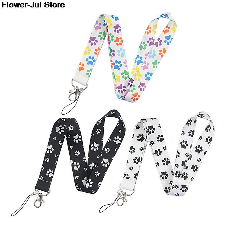 1Pc De Voetafdrukken Van Schattige Hond Stijl Terylene Telefoon Strap Vrouwen En Mannen Mobiele Telefoon Key Neck Lanyard